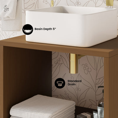 Concorde 24'' Wall-Hung Vanity In Brown Oak