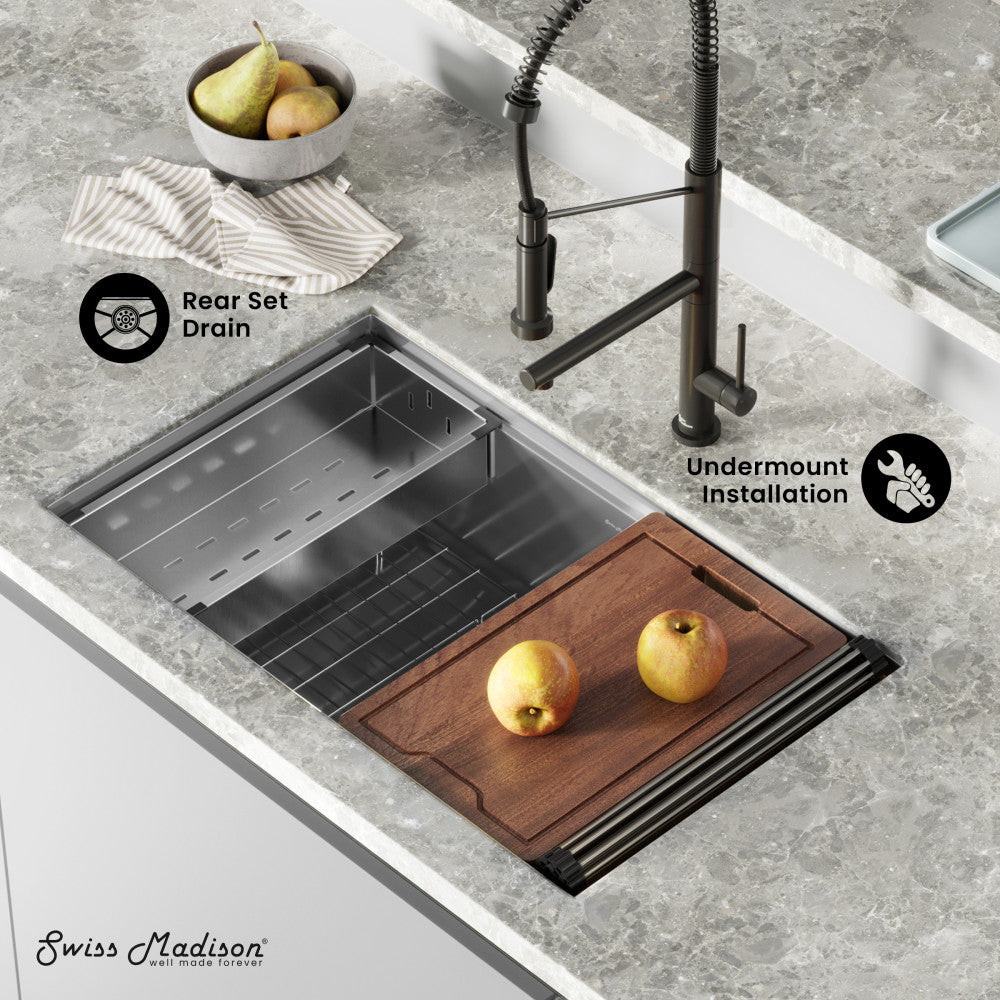 Tourner 32" 18 Gauge Stainless Steel Undermount Kitchen Sink in Matte Black