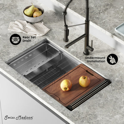 Tourner 32" 18 Gauge Stainless Steel Undermount Kitchen Sink in Matte Black