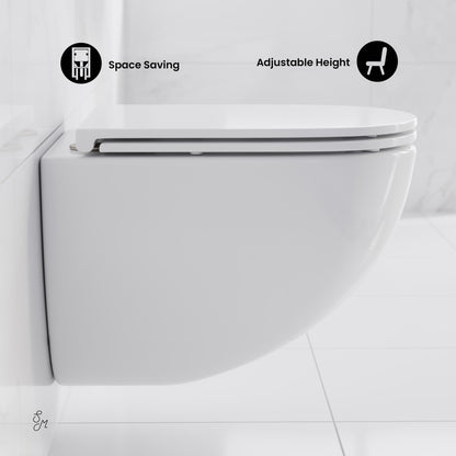 St. Tropez Wall-Hung Toilet Bundle 0.8/1.6 GPF Dual Flush in Glossy White with Flush Plate