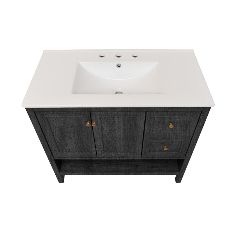 Chateau 36" Freestanding Bathroom Vanity in Black Oak with 3-Hole Widespread Sink Top