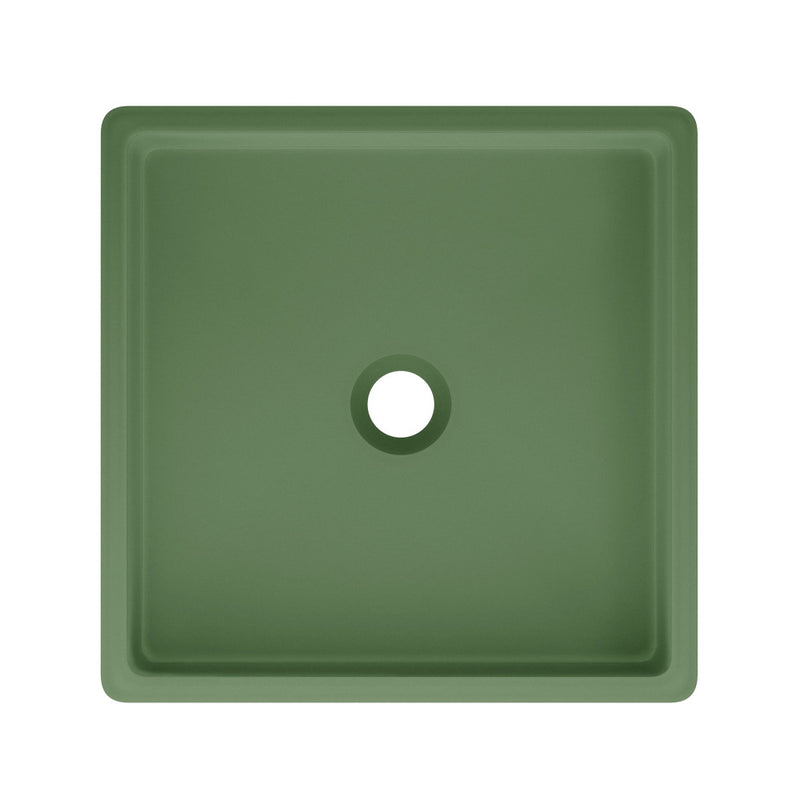 Lisse 15.5" Concrete Square Vessel Sink in Matte Royal Green