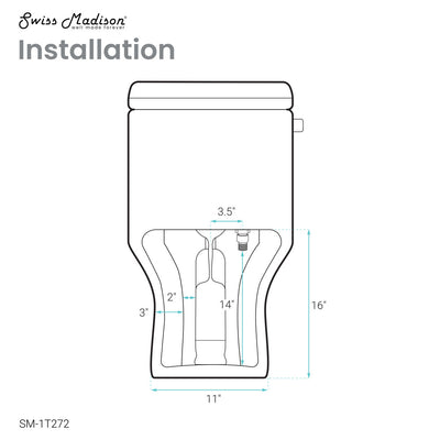 Carre One Piece Square Toilet Left Side Flush, 10" Rough-In 1.28 gpf