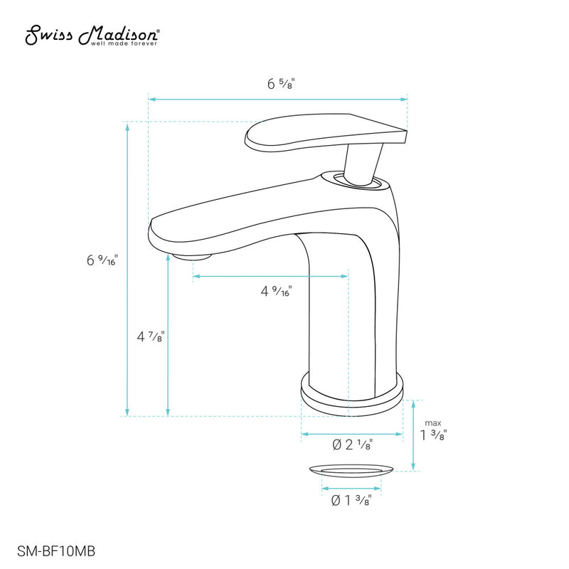 Sublime Single Hole, Single-Handle, Bathroom Faucet in Matte Black