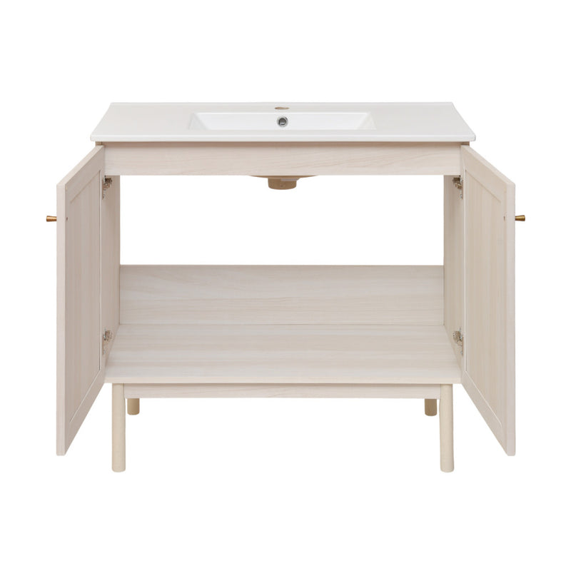 Classe 36" Freestanding Bathroom Vanity in White Oak with Sink Top