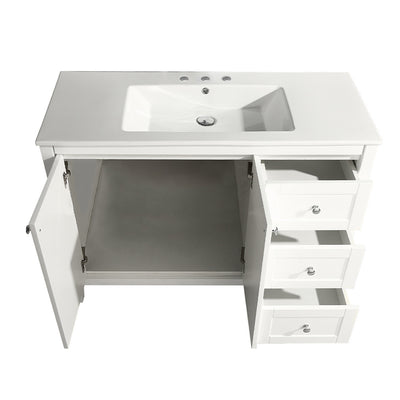 Cannes 48 in. White Bathroom Vanity With White, 3-Hole Ceramic Sink Top