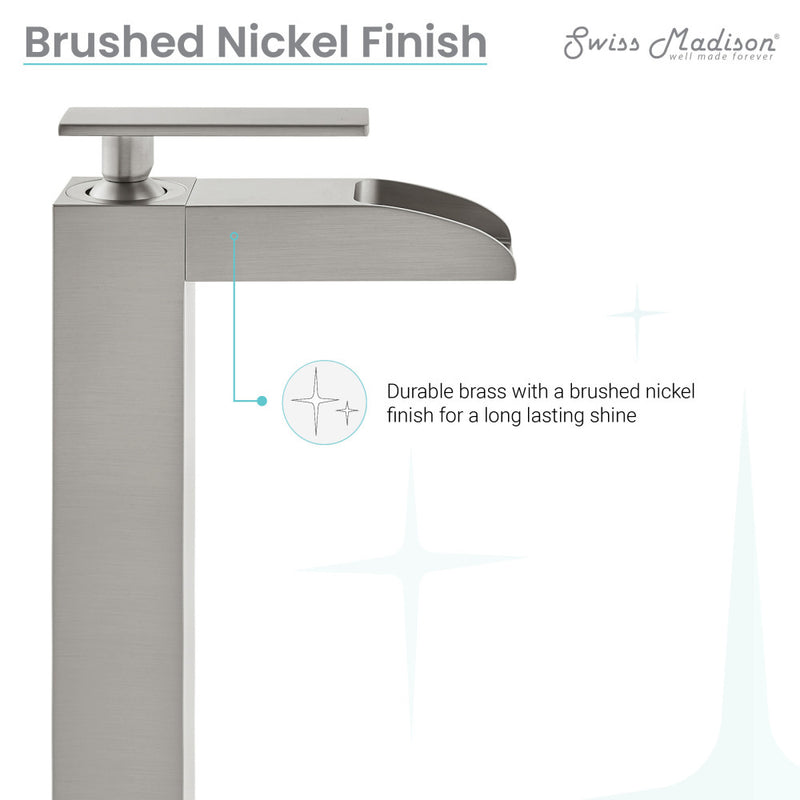 Concorde Single Hole, Single-Handle, High Arc Waterfall, Bathroom Faucet in Brushed Nickel