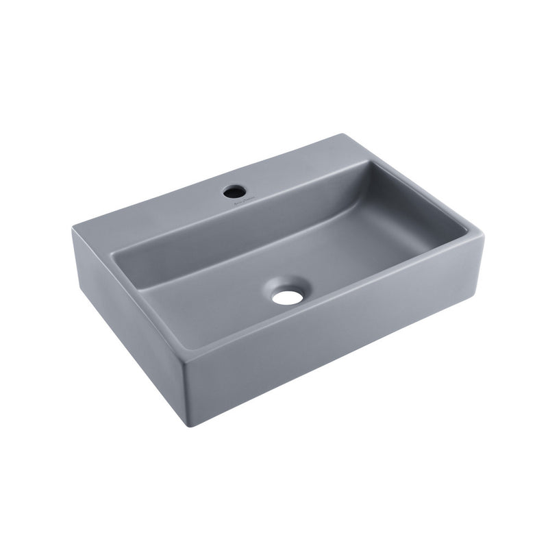Claire 20"  Rectangle Ceramic Vessel Sink in Matte Gray