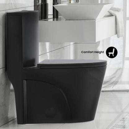 St. Tropez One Piece Elongated Toilet Dual Vortex Flush 1.1/1.6 gpf with 10" Rough-In, Matte Black