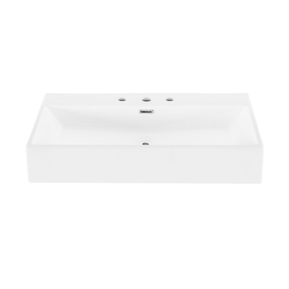 Claire 30" Rectangle Wall-Mount Bathroom Sink with 8" Widespread Holes