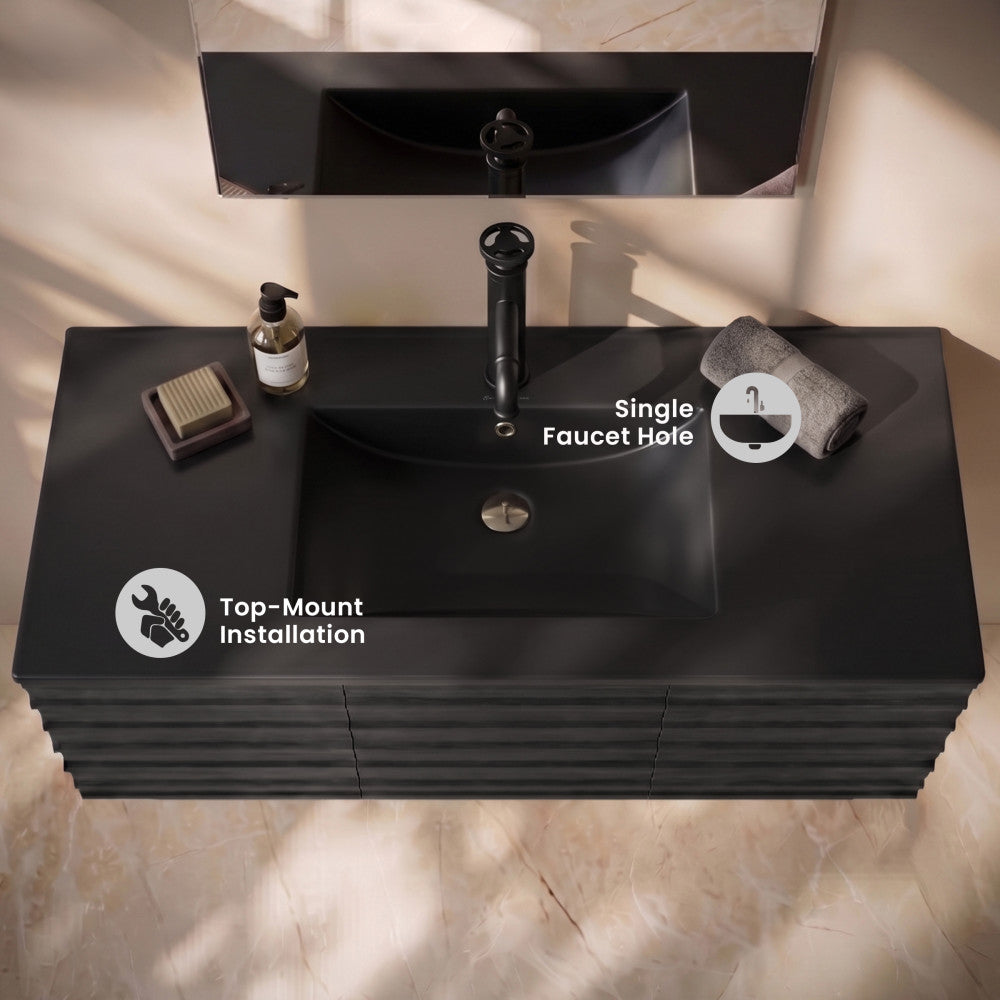 48" Vanity Sink Top in Matte Black