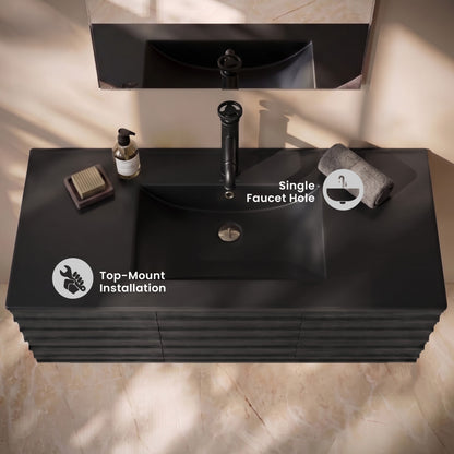 48" Vanity Sink Top in Matte Black
