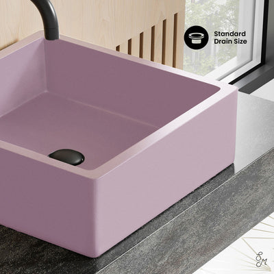 Lisse 15.5" Concrete Square Vessel Sink in Matte Lavender