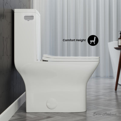 Carre One-Piece Square Toilet Left Side Flush Handle Toilet 1.28 gpf