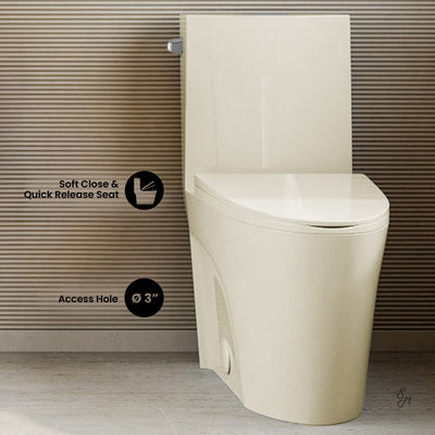 St. Tropez One-Piece 14" Rough-in 1.28 GPF Left-Hand Vortex Flush Elongated Toilet in Glossy Bisque