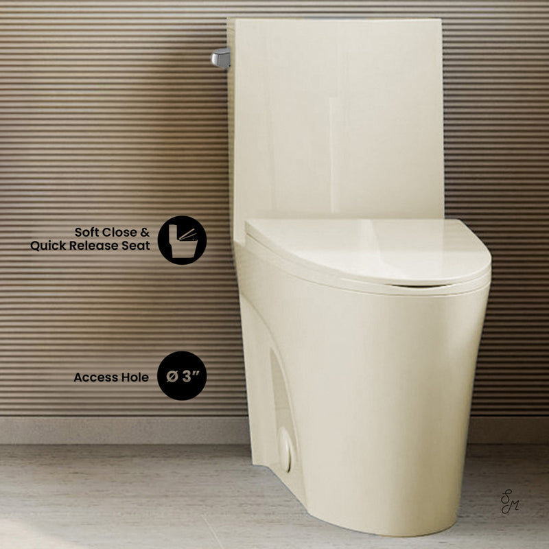 St. Tropez One-Piece 14" Rough-in 1.28 GPF Left-Hand Vortex Flush Elongated Toilet in Glossy Bisque