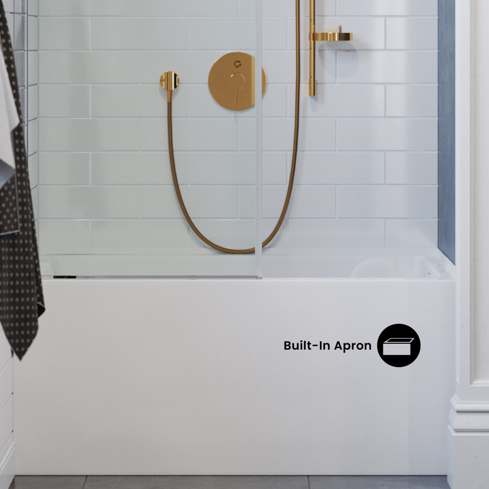 Voltaire 48 x 32 Skirted Right Drain Soaking Apron Bathtub in Glossy White with Integrated Overflow, Drain Included