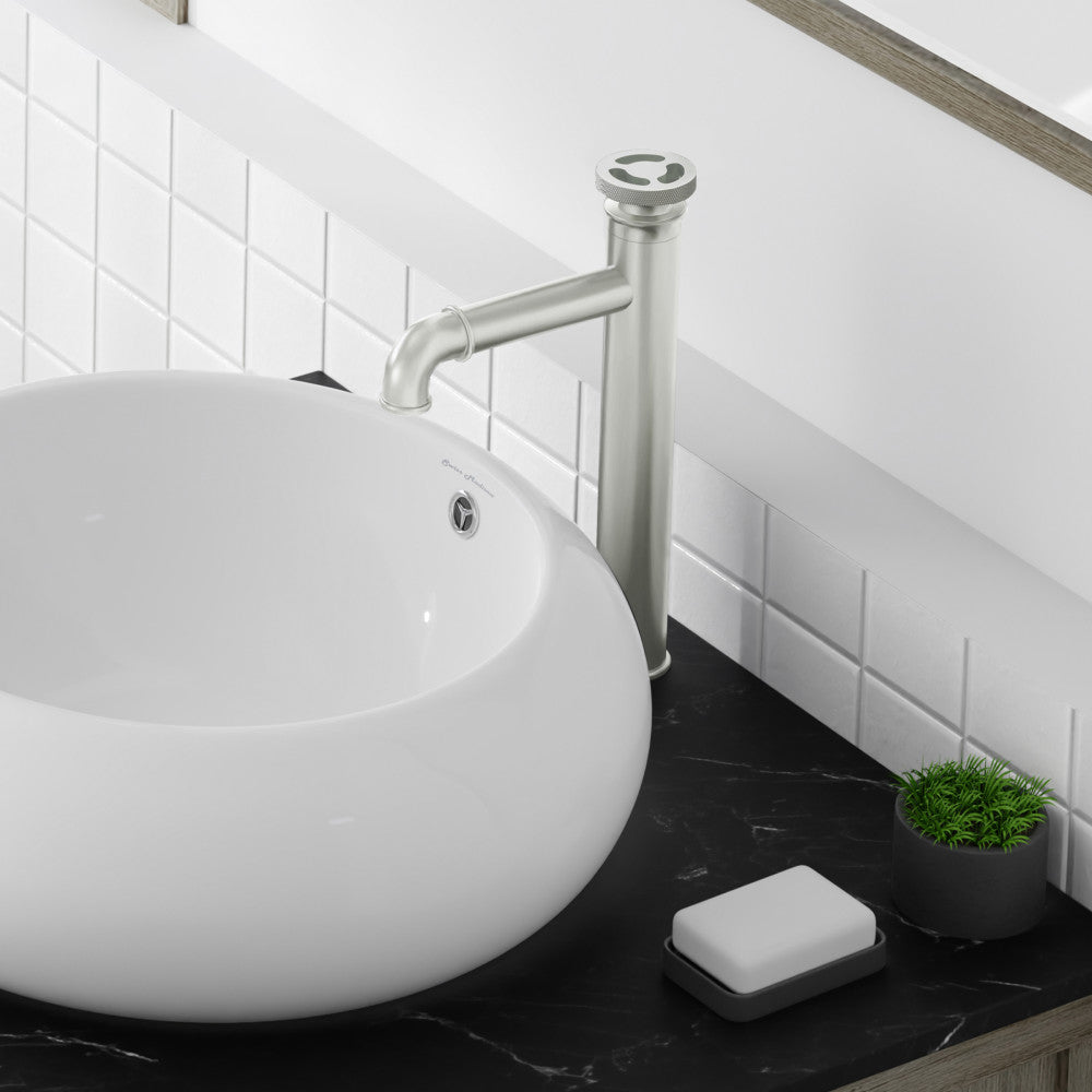Avallon Single Hole, Single-Handle Wheel, High Arc Bathroom Faucet in Brushed Nickel