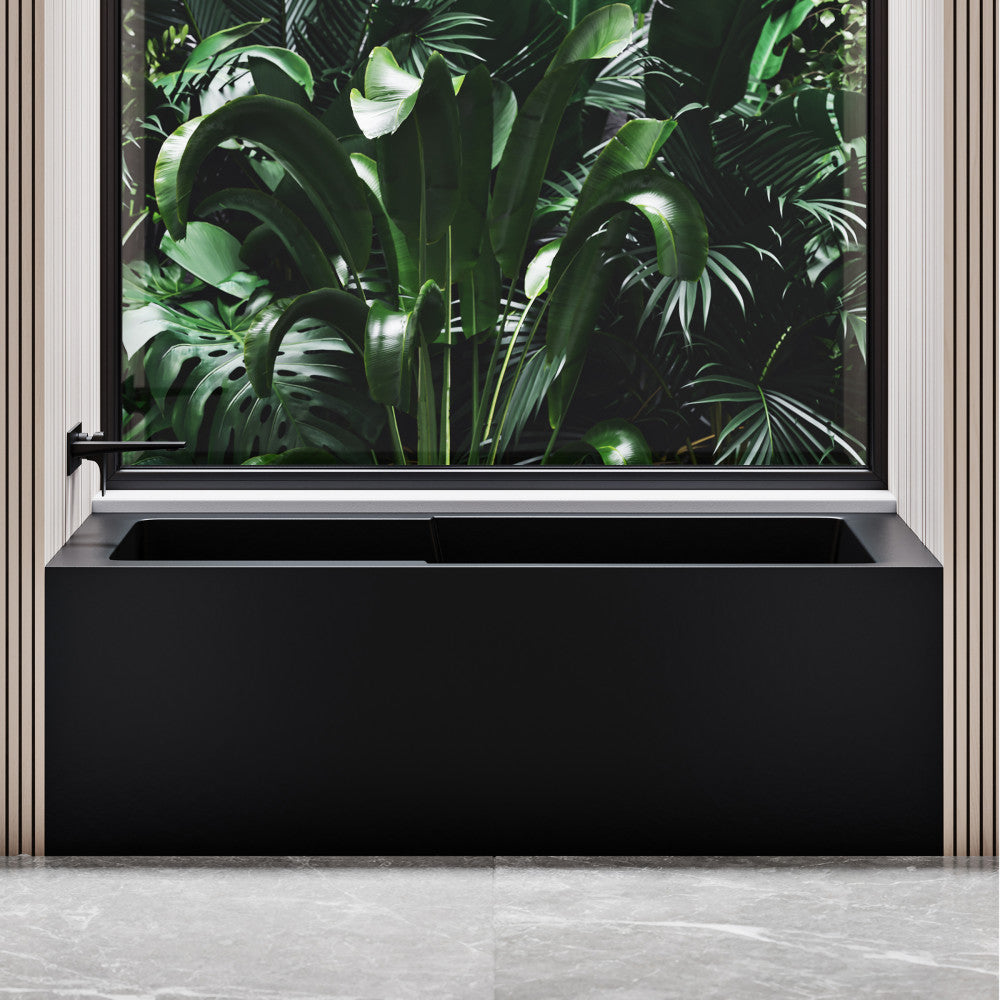 Voltaire 54" x 30" Left-Hand Drain Alcove Bathtub with Apron in Matte Black