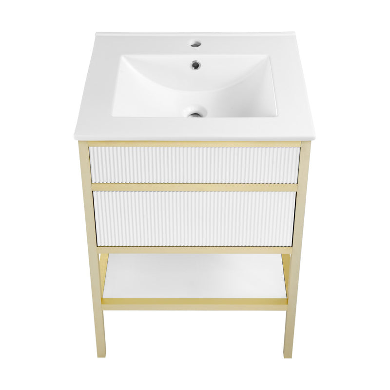 Cache 24" Freestanding Bathroom Vanity in White with Sink Top
