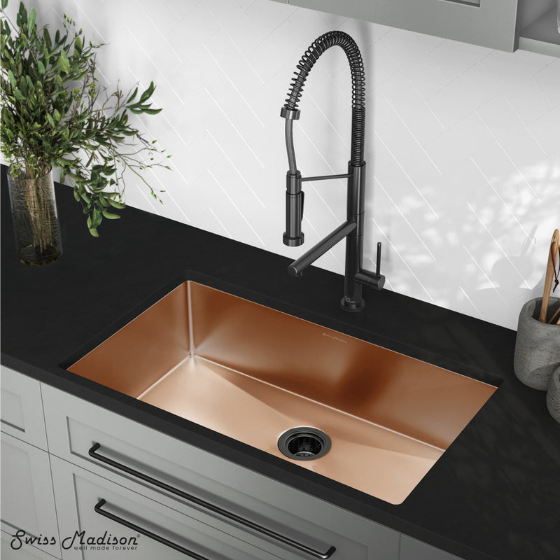 Rivage 32 x 19 Stainless Steel, Single Basin, Undermount Kitchen Sink, Rose Gold