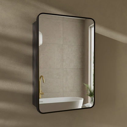 Pierre 20 x 30 Rectangle Recessed/Wall Mount Medicine Cabinet with Mirror in Matte Black