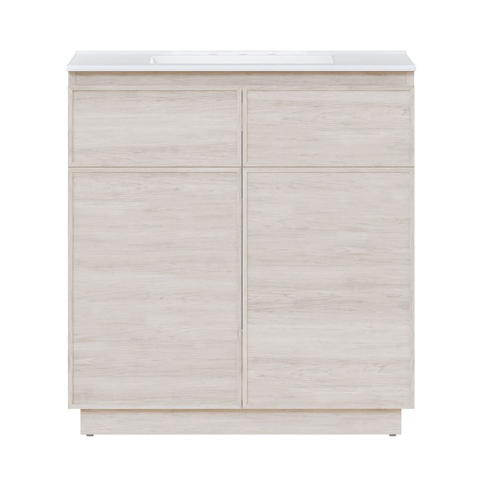 St. Tropez 36" Freestanding Bathroom Vanity in White Oak with 3-Hole Widespread Sink Top