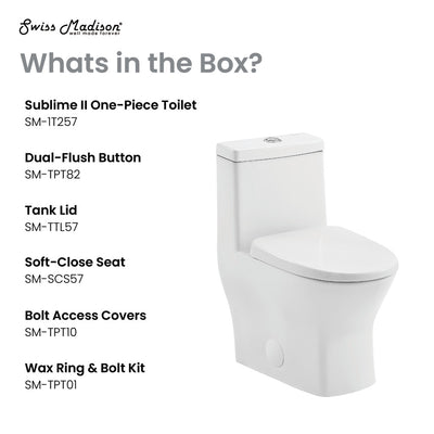 Sublime II One-Piece 12" Rough-in 1.1/1.6 GPF Dual Top Flush Round Compact Toilet in Glossy White