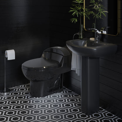 Chateau Two-Piece Round Pedestal Sink in Matte Black