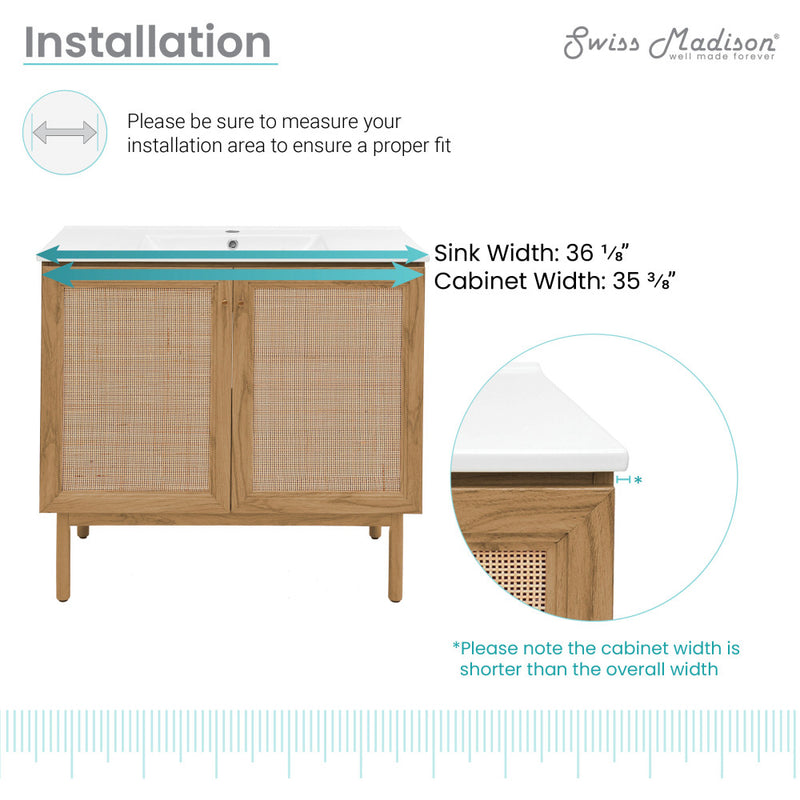 Classe 36" Bathroom Vanity in Oak