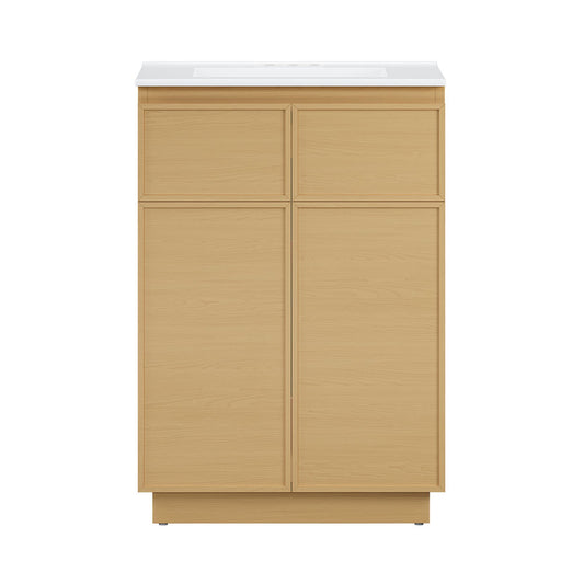 St. Tropez 24" Freestanding Bathroom Vanity in Natural Oak with 3-Hole Centerset Sink Top