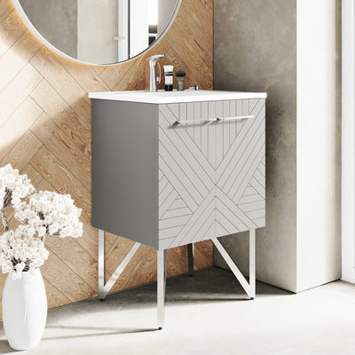 Annecy 24" Freestanding Bathroom Vanity in Greige with Sink Top
