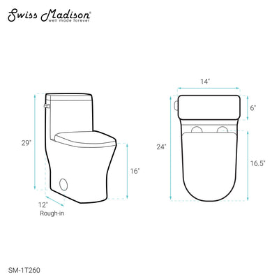 Sublime II One-Piece 12" Rough-in 1.28 GPF Left Flush Round Compact Toilet in Glossy White