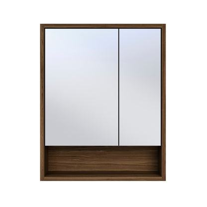 Delice 24 x 30 Rectangular Wall Mount Medicine Cabinet in Walnut with Open Shelf