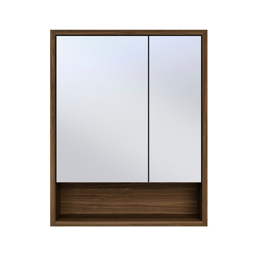 Delice 24 x 30 Rectangular Wall Mount Medicine Cabinet in Walnut with Open Shelf