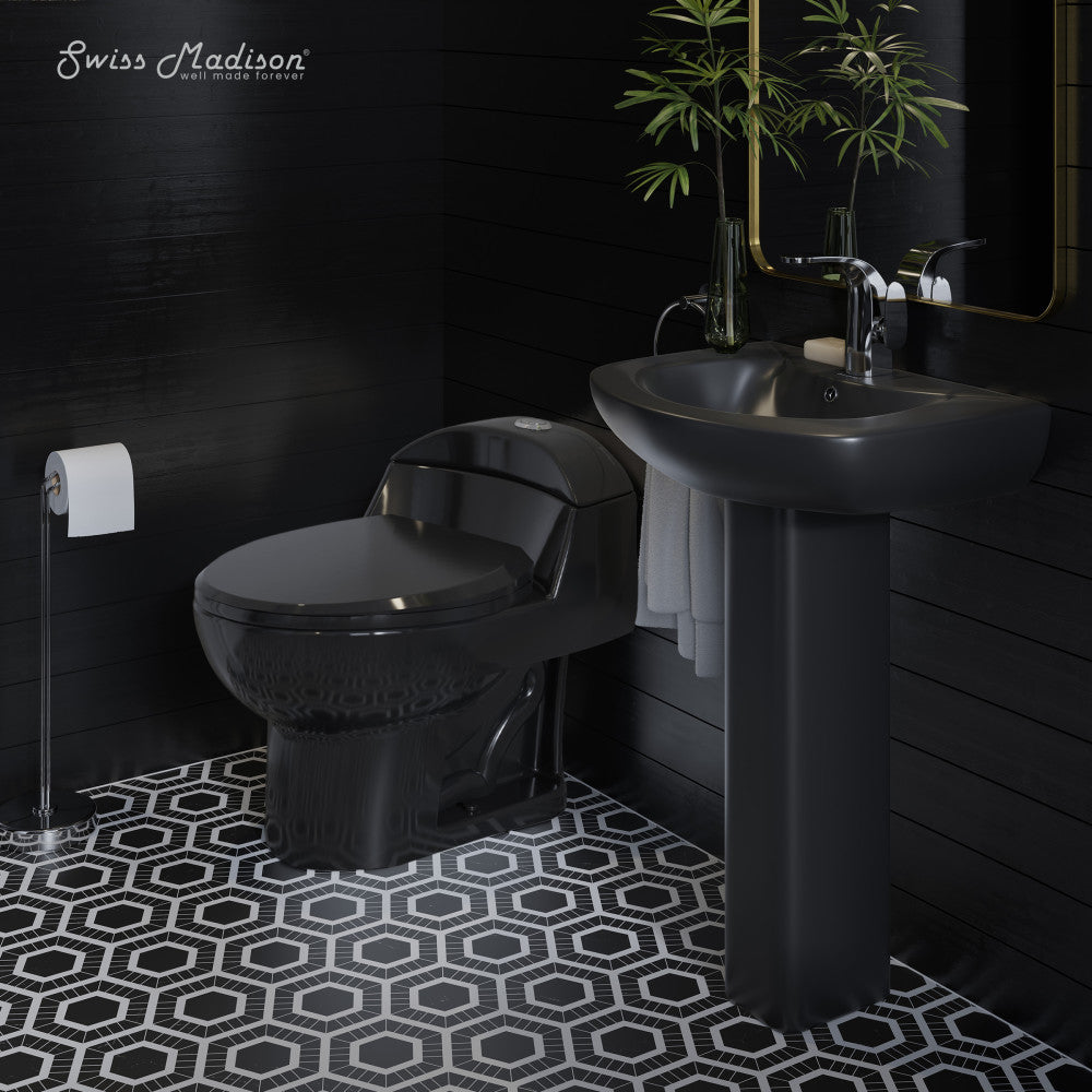 Chateau Two-Piece Round Pedestal Sink in Matte Black