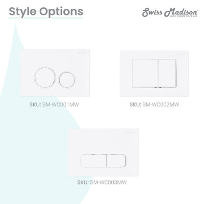 Carre Wall Mount Dual Flush Actuator Plate with Rectangle Push Buttons in Matte White