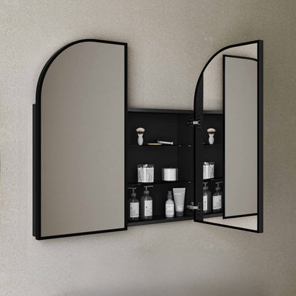 Porte 32 x 31 Arched Recessed/Wall Mount Medicine Cabinet with Mirror in Black