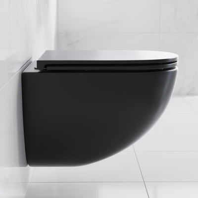 St. Tropez Wall-Hung Toilet Bundle 0.8/1.6 GPF Dual Flush in Matte Black with Black Flush Plate