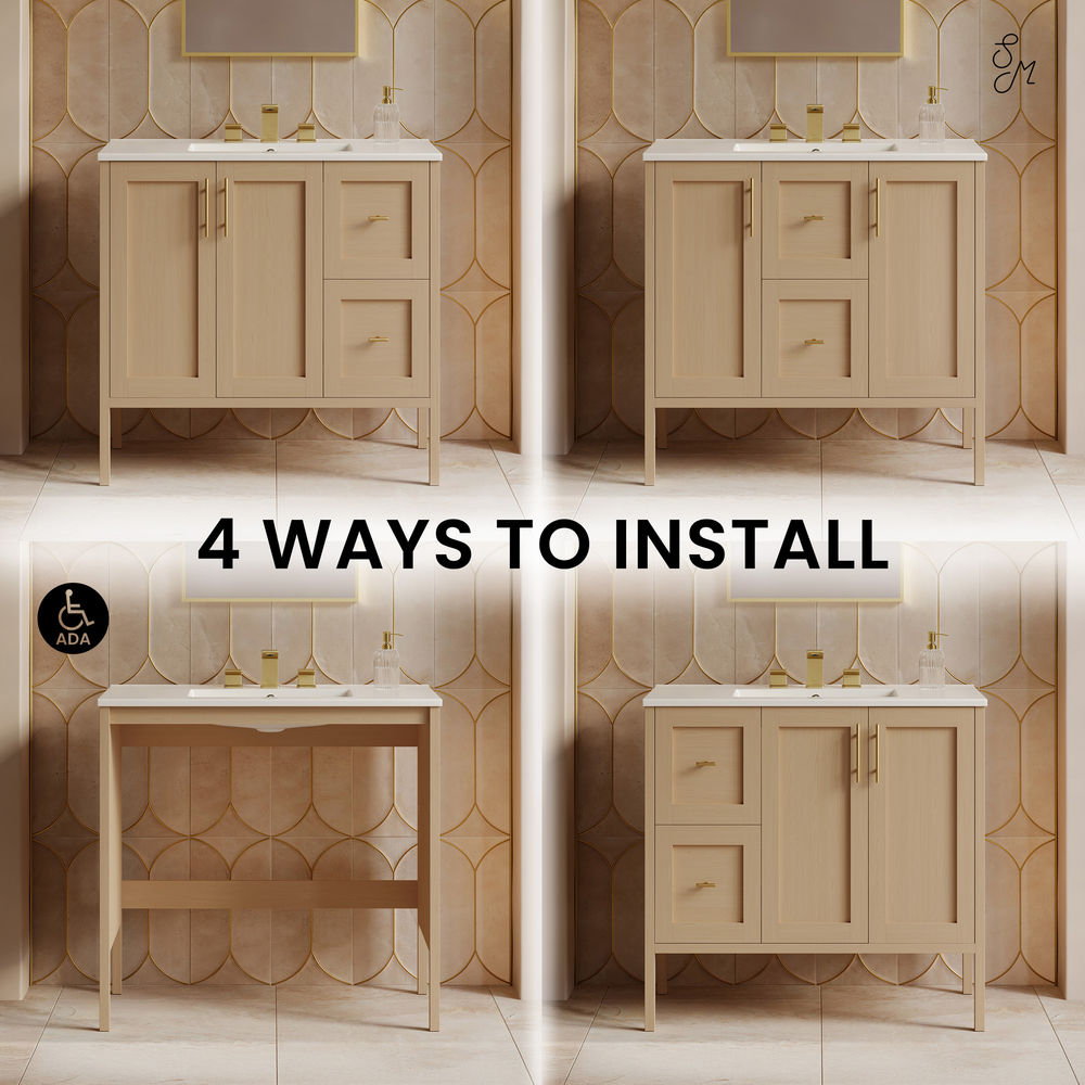 Forme 36" Modular Freestanding Bathroom Vanity with 3-Hole Widespread Top in Natural Oak