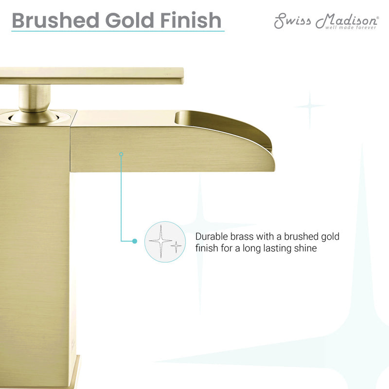 Concorde Single Hole, Single-Handle, Waterfall Bathroom Faucet in Brushed Gold