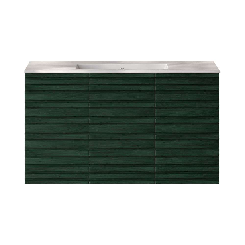 Cascade 36" Wall-Mounted Bathroom Vanity in Green Oak with Sink Top