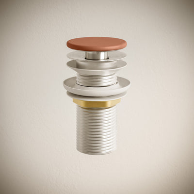Lisse Concrete Bathroom Sink Non-Overflow Pop Up Drain in Matte Terracotta