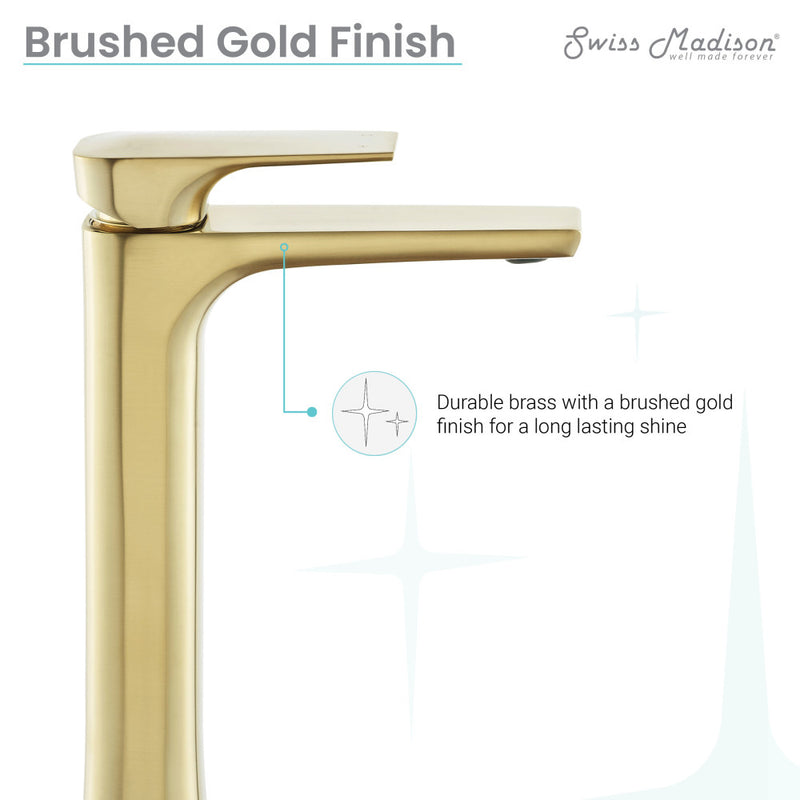 Monaco Single Hole, Single-Handle, High Arc Bathroom Faucet in Brushed Gold