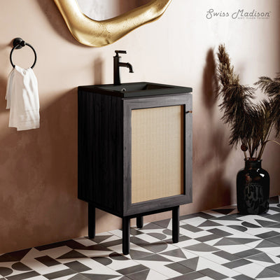 Classe 18" Freestanding Bathroom Vanity in Black Oak with Black Sink Top