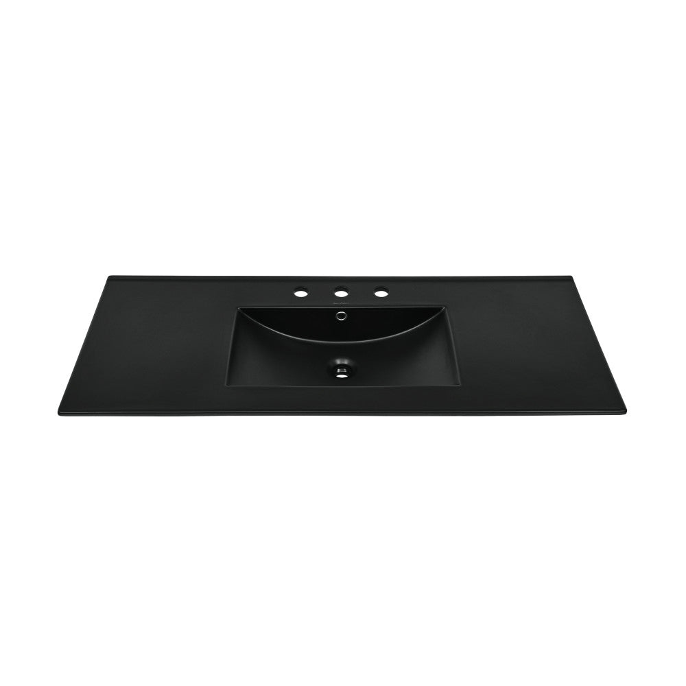 48" 3-Hole Widespread Vanity Sink Top in Glossy Black