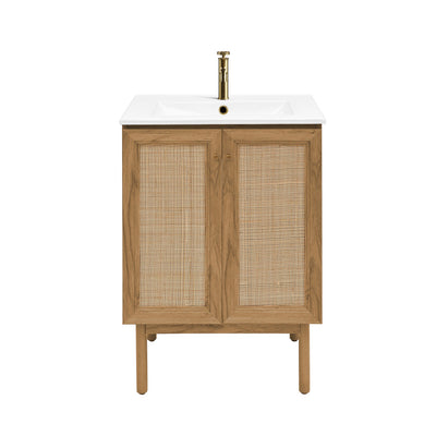 Classe 24" Freestanding Bathroom Vanity in Golden Oak with Sink Top