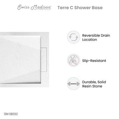 Terre C Series 36" x 36" Reversible Drain Shower Base