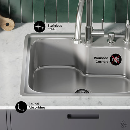 Ouvert 25 x 22 Stainless Steel Single Basin Top-Mount Kitchen Sink