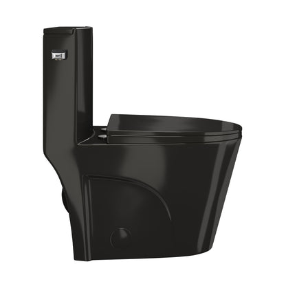 St. Tropez One-Piece 10" Rough-in 1.28 GPF Left-Hand Flush Elongated Toilet in Glossy Black